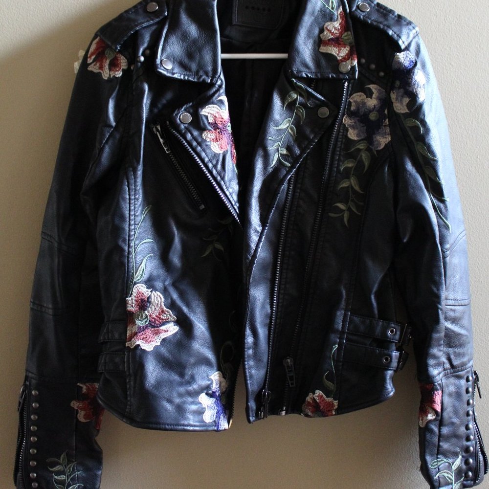 Blank NYC: Floral Leather Jacket with Studs
